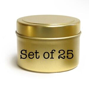 Set of 25, 4 oz Gold Metal Tins with Covers